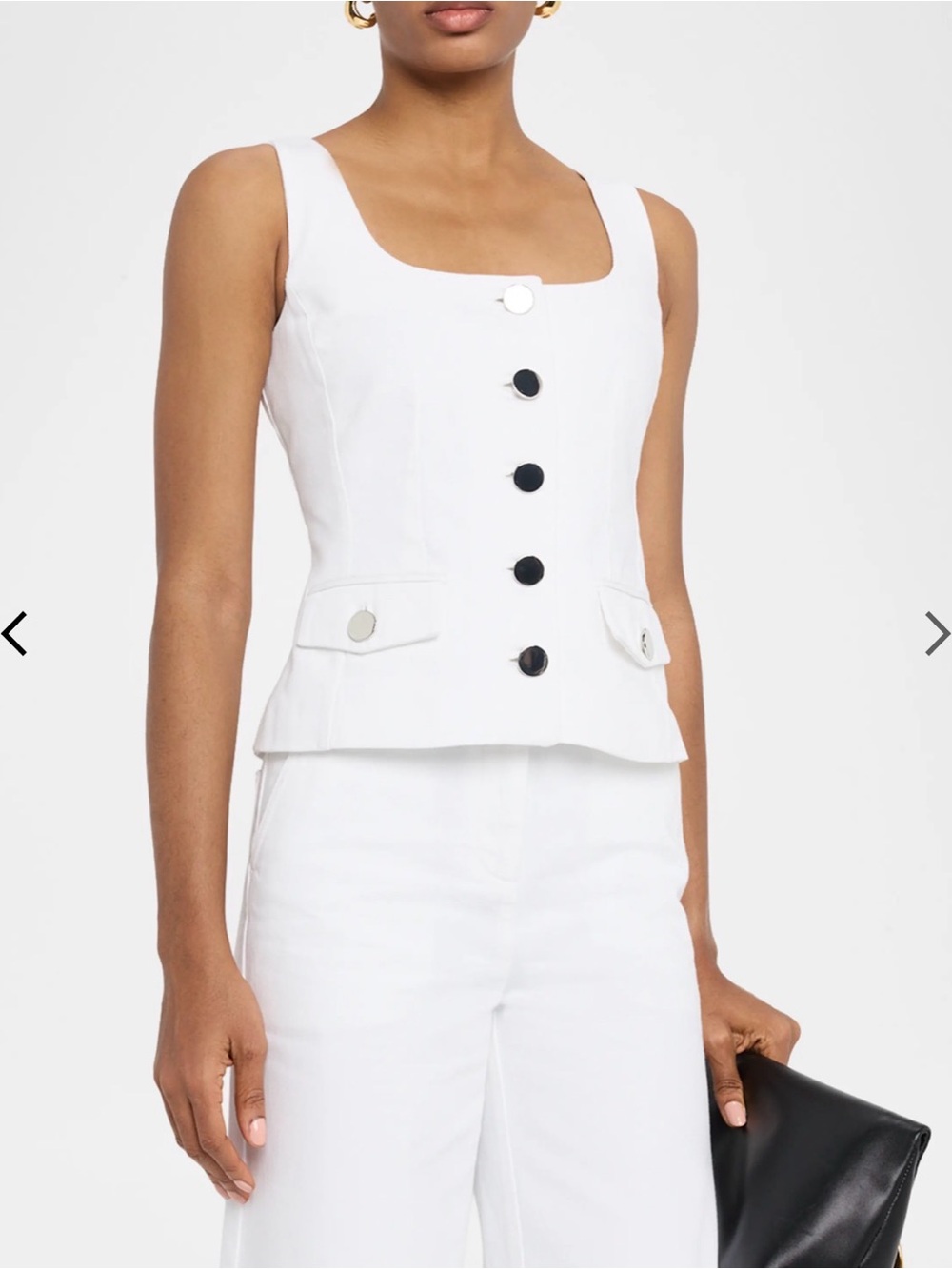 Toccin Georgia Vest Denim White Color Optic White Size 8 100% Cotton Vest